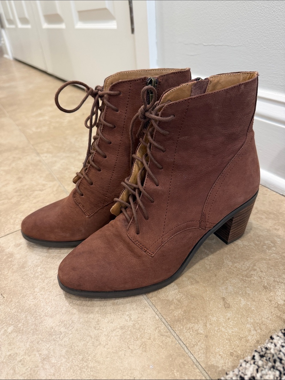 Lucky Brand Brown Lace-Up Ankle Boots, Size 7.5